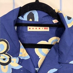 Marni Blue and Yellow Floral Men's Shirt